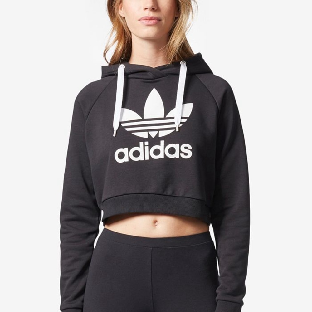Women’s Black Adidas Cropped Hoodie Size Large